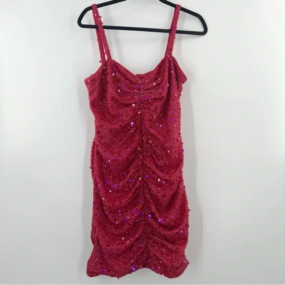 SHO by Tadashi Shoji Sequin Body-Con Minidress in Raspberry Pink size XL - Picture 3 of 10